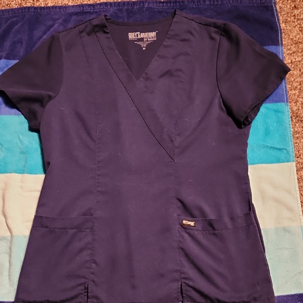 Grey's Anatomy Indigo Navy Scrub Top, Medium